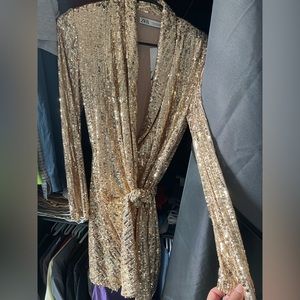 Zara gold sequin dress